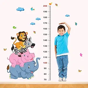 WALLSTICKS  Cute Animals - Height - Measurement - Chart - Sky - Baby - Kids - Learning - Education - Play - School - Nursery - Wall Sticker  - WS036 (PVC Vinyl - 140 cm X 110 cm)