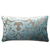 HYSENM Kissenhülle Samt Jacquard Weich Hautfreundlich mit Reißverschluss Kissenbezug für Sofakissen Dekokissen Autokissen Zierkissen Pillow Case, Blau 30x50cm
