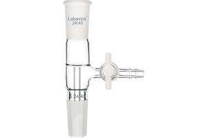 Labasics Vacuum Take Off Adapter, Borosilicate Glass Vertical Take Off Adapter with PTFE Stopcock, Standard 24/40 Joint
