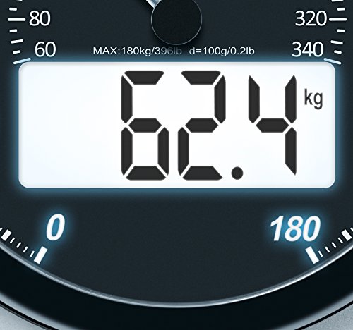 Beurer, GS 58 Glaswaage Personenwaage mit rundem Cockpit-Display mit analoger, digitaler Anzeige und Erinnerungsfunktion für vergleichbare Wiegeergebnisse - 3