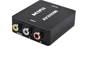 AV to HDMI Converter, Kiyicjk RCA Composite CVBS AV to HDMI Converter Audio Video Converter Adapter Mini Box Support 1080P for PC/TV/PS3/Blu-Ray DVD