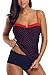 CharmLeaks Damen Tankini Set Punkte Two Piece Badeanzug Oberteile + Slip Rot XL