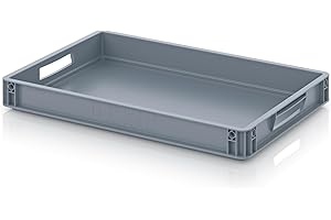 AUER 15 Litre Quality Drip Tray Oil Spill Garage Workshop Plastic Stacking Storage Tray - Fuel Spill Euro Container Pan Box Crate 60 x 40 x 7.5cm (10)