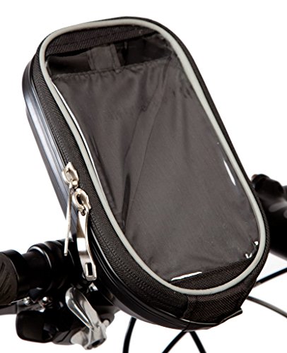 BTR Lenkrad Fahrradtasche und Handyhalterung im Hartschalengehäuse – durchsichtige PVC Oberfläche – wasserfest – schwarz - 6