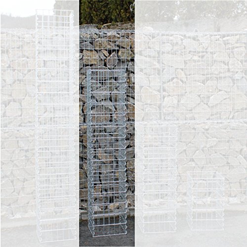 Gabionen-Säule 150 cm Höhe - feuerverzinkt - 4-Eck Säulengabione, Steinkorb,Gabione, Maschung, 10x5 cm