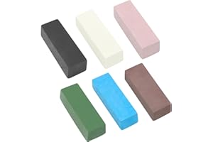 QZATACAEN Buffing Polishing Cutting Compounds 6 Pcs Kit for Stainless Steel Aluminum Jewelry,Black White Purple Brown Blue Green,from Course to Fine - 100g/pcs