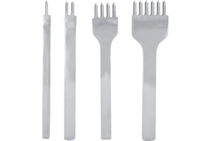 WALFRONT 4pcs Outils de Maroquinerie Bricolage Poinçon de Trou Espacement en Cuir Kit Outils Perforatrice 3 mm Outil de Poinçon Couture 1 + 2 + 4 + 6 Broches en Acier à Haute Teneur en Carbone
