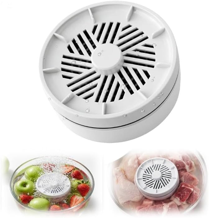 Fruit and Vegetable Washing small Portable Household Machine Food Purifier Waterproof Portable Long-Lasting Multifunctional Washer for Home Kitchen Cooking Grain Rice Seafood (White-1PC)