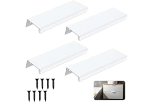 CAYBATS 4 Pezzi 130mm Maniglie Nascoste per Mobili, Maniglia per Porte Invisibili, Maniglia Moderna a Scomparsa in Alluminio per Armadi e Cassetti, Design Elegante e Minimalista, per Cucina e Bagno (Bianco)