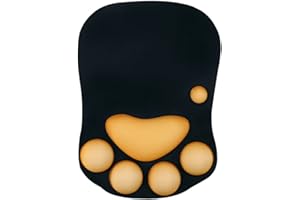 Lucocia Tappetino per mouse con zampe di gatto con poggiapolsi, tappetino ergonomico per mouse da gioco, poggiapolsi, cuscino antiscivolo e dolce (A)