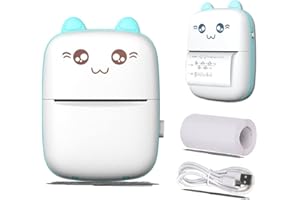 AiNinXun Mini Portable Printer Bluetooth Inkless Pocket Thermal Printer Wireless Sticker Printer Small Paper Picture Photo Printer Cute Label Maker for IOS Label List Notes Journal Memo Logo Blue