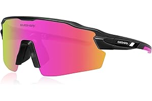 Queshark Occhiali Ciclismo Uomo e Donna, Occhiali Veloci Polarizzati, Con 1 Lenti o 4 lenti Intercambiabili, TR90 Montatura, UV400 Occhiali Sportivi Uomo per Ciclismo, Corsa, Pesca, Baseball, Sci