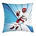Produktbild Trsdshorts Hockey Throw Pillow Cushion Cover, Hockey Player Makes a Strong Shot on Goal Rival Illustration Abstract Backdrop, Decorative Square Accent Pillow Case, 18 X 18 inches, Blue Red White