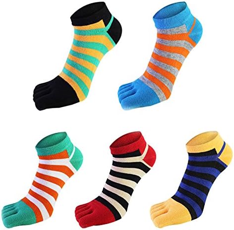 ANBIWANGLUO Five Toe Socks Cotton Lightweight 5~6 Pairs For Men&Women