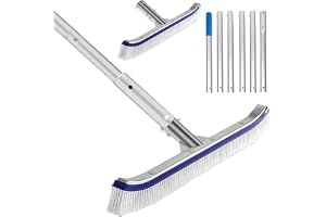 Poolborste, 43 cm Poolrengöringsborste med 2,1 m lång justerbar aluminiumstång och förstärkt rostfritt stålbakstycke, Poolborste med böjda ändar, Rengöringsborste för andra bad, Robust borste