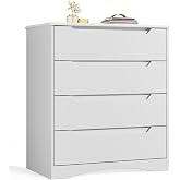 Bealife Bedroom Dresser with 4 Spacious Drawers, Cabinet with Drawers with Cut-Out Handles and Anti-Tipping Lock, Ideal for L