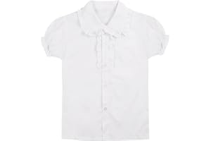 Alvivi Enfant Fille Chemise Manches Courtes Col à Volants T-Shirt Florale Vêtement Blouse T-Shirt Uniforme Eté Quotidien 4-13 Ans