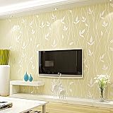 xiajingjing Simple Plain dormitorio salón moderno papel pintado no tejido cálido hojas papel de pared TV fondo, Only the wallpaper, Yellow leaves