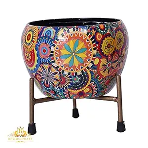 BYC Exotic Metal Planter Pot Multi-Color Home Decor Multi-Purpose Plant Container