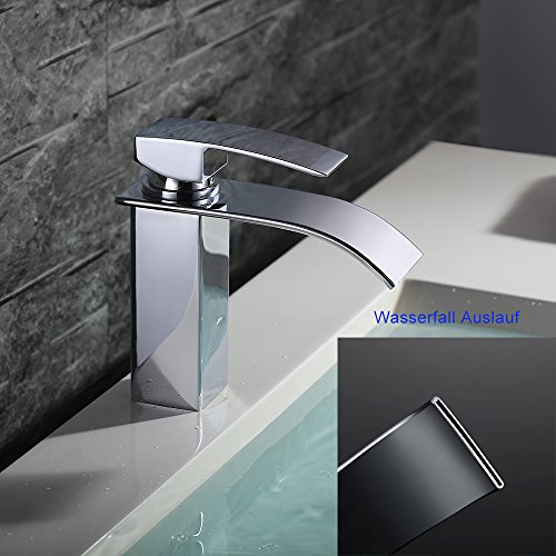 Homelody Bad Waschbecken Armatur Chrom Wasserfall Wasserhahn Badarmatur Mischbatterie Armatur Einhebelmischer Waschbeckenarmatur Waschtischarmatur Waschtischbatterie Waschtischmischer - 4