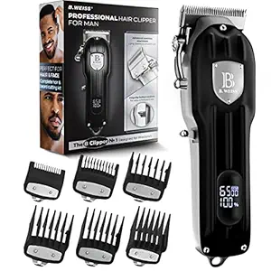 B. WEISS Professional Hair Clippers for Men, Women & Children Cord/Cordless Grooming Kit for Trimming Beard, Head, Body, and Face,Rechargeable LED Display