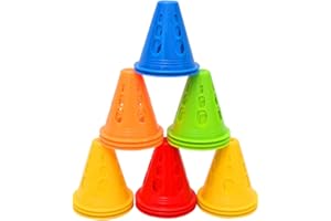 Ncheli 25 pcs Cônes De Slalom,Plot Sport Cone de signalisation,Cônes de Circulation Slalom Cônes pour Football, Sport d’Agilité ou Le Dressage des Chiens, Slalom, des Exercices Patinage sur Glace