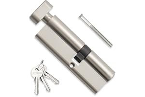 Bwintech 1 pz 40/50Tmm Euro Cilindro in Ottone, 90mm Pomello/Chiave a Barile con 3 Chiavi Standard in Ottone,Antipicking, Anti-perforazione, Anti-Snap, Anti-urto,Finitura in Nichel Satinato