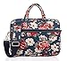 Price comparison product image KAYOND Rose Patten Canvas Laptop Shoulder Messenger Bag Case Sleeve for 14Inch Laptop and Macbook Pro A1707 (14-14.1 inch, Blue Rose)