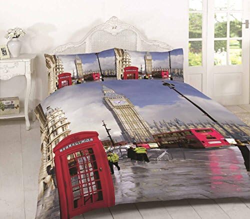 GB Textiles 3D London City Bus Big Ben King Duvet Quilt Cover Pillowcase Bedding Set