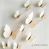 12 Pieces 3D Butterfly Stickrs Fashion Design DIY Wall Decoration House Decoration Babyroom Decoration-BEIGE