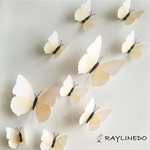 12 Pieces 3D Butterfly Stickrs Fashion Design DIY Wall Decoration House Decoration Babyroom Decoration-BEIGE