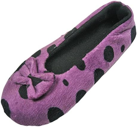 Tootsies Ladies Warm Spotty Velour House Slippers with Fleece Lining