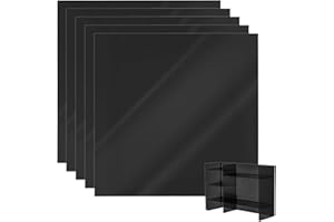 KEILEOHO 5 Placas de Metacrilato Negras de 30 x 30 cm, Placas de Plástico Negro de Vidrio Acrílico de 3 mm, Acrílico Cuadrado Negro para Manualidades
