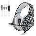 Produktbild ONIKUMA Neu Gaming Kopfhörer PS4 Headset Camouflage, K1-B 3,5mm Stereo mit Mikrofon Stumm In-line (Clip) Lautstärkeregler für Sony Playstation 4 Xbox One PC Mac iPad Tablet Smartphone - Grau