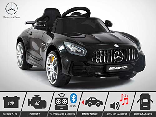 Kingtoys - Coche eléctrico infantil para Mercedes GT-R AMG 70 W, color negro
