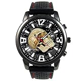 Timest - Skull Totenkopf - Herrenuhr mit schwarzem Silikonarmband Rund Analog Quarz CSF031