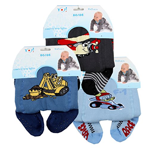 RA-18 Baby Crawling Tights for Boys Set of 3 ABS Terry Blue Size 12 to 18 Months
