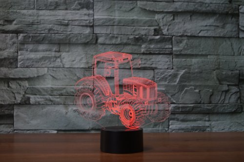 Traktor Hologramm 3d Lampe Nachttischlampe, Nachtlicht fürs Kinderzimmer, LED Lampe fürs Wohnzimmer - 2