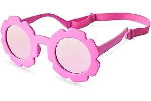 sesameless Baby Sunglasses with Strap,Flower Sun Glasses for Toddler Age 0-4,Flexible Polarized Sunglasses UV Protection
