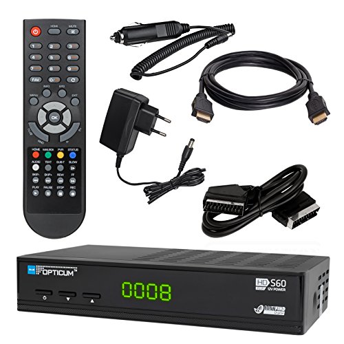 SATELLITEN SAT RECEIVER ✨ HB DIGITAL DVB-S/S2 CAMPING SET: Hochwertiger DVB-S/S2 Receiver + KFZ Adapter 12V + SCART Kabel + HDMI Kabel mit Ethernet Funktion und vergoldeten Anschlüssen (HD Ready, HDTV, HDMI, SCART, USB 2.0, Koaxial S/PDIF Ausgang, 12v/230V, S60 ) - 2