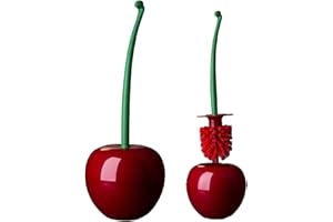 WAOTIER Brosse Toilettes WC, Brosse Et Support De Toilette - en Forme De Cerise Créative，Brosse De Toilette Compacte Good Grip, Poignée en Plastique Abs, Outil De Nettoyage De Salle De Bain Décoratif (Pink)