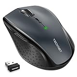 tecknet bluetooth wireless mouse 2.4g Diseño simétrico para las manos derecha e izquierda, diseño de superficie curva y tapete antideslizante inferior, las manos derecha e izquierda se pueden controlar cómodamente durante todo el día