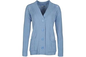 High Street Fashion ® New Womens Ladies Matching Button Long Sleeve Pocket Top Knitted Cardigan Ideal for Casual and Formal wear Size UK-14 16 18 20 22-24 26-28