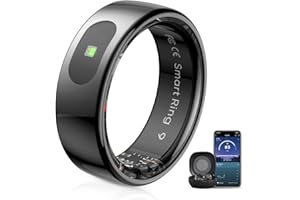 UOUNEACO LED Touch Smart Ring for Women Men- Fitness Tracker with Heart Rate, Blood Oxygen, Sleep Tracker, Step Counter, 5ATM Waterproof, Touch Control Music/Video, No Subscription Fee for iOS/Android