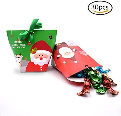 Christmas Gift Paper Boxes, DeMaster Party Decorative for Favours Sweets Cookies with Ribbon Hangers DIY
