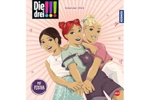 Die drei !!! Broschurkalender 2024. Das Mädchen-Detektiv-Trio in Aktion: Kalender mit coolen Bildern, spannenden Abenteuern und kniffligen Logik-Rätseln. Wandkalender 2024 zum Eintragen