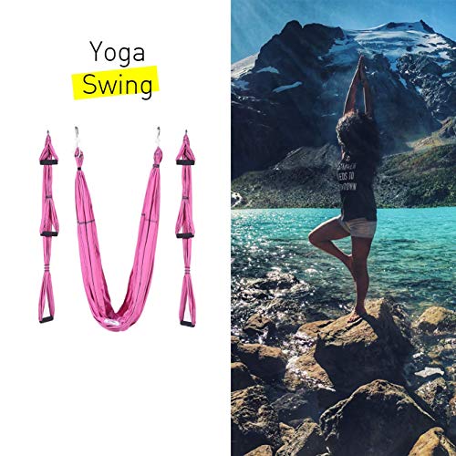 CloverFitness Yoga Columpio de Nylon antigravedad Swing Sling Inversión, para Pilates, Gimnasia, Adultos Unisex, Rosa, M-L