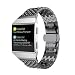 Produktbild Uhrenarmband Für Fitbit Ionic, ESAILQ Fashion Luxuriöse Edelstahl Zusatz Sechseckige Schildkröten Schale Bügel Uhrenarmband für Fitbit Ionic (Schwarz)