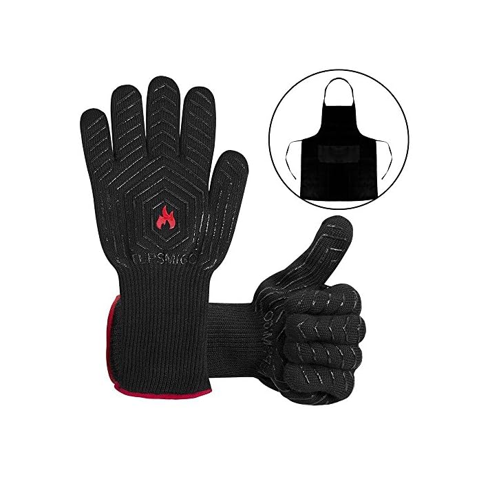 Feuerhandschuhegrillhandschuhe Feuerfestofenhandschuhegrillhandschuhe Hitzebestndiggrillzubehr Handschuhe Mit Einer Grillschrze