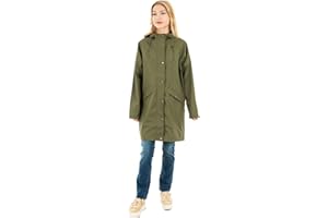 ICHI IHTAZI JA Damen Windbreaker Übergangsjacke Regenjacke Regenmantel mit Druckknöpfen und Kapuze